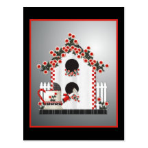 Red Trimmed Birdhouse Postcards