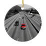 Red Truck On The Freeway Christmas Tree Ornament