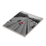 Red Truck On The Freeway Tile