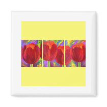 Red Tulips Flowers Art Painting - Multi