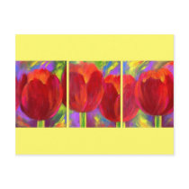 Red Tulips Flowers Art Painting - Multi