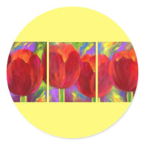 Red Tulips Flowers Art Painting - Multi