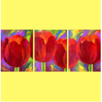 Red Tulips Flowers Painting Photo Sculpture