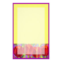 Red Tulips Flowers Painting Stationary Stationery Design