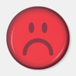 Red unhappy pouty angry smiley face magnets