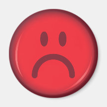Red unhappy pouty angry smiley face magnets