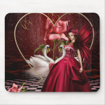 Red Valentine's Day Fairy Mousepad