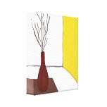 Red Vase and Yellow Wall Wrapped Canvas Print