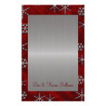 Red Velour & Silver Snowflakes Personalized Stationery