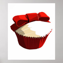 Red velvet cupcake with bow poster
