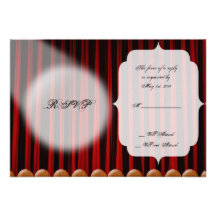 Red Velvet Curtain Stage Wedding Response Card Custom Announcement