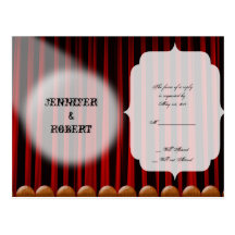 Red Velvet Curtain Stage Wedding RSVP Post Card