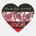 RED VELVET DAMASK TULIPS MONOGRAM Burgundy White Stickers