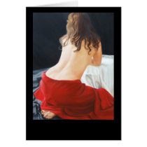 Red Velvet Portrait of a Woman by David Wells Greeting Card