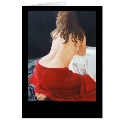 Red Velvet Portrait of a Woman by David Wells Greeting Card by Modernlifeform