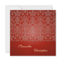 Red velvet victorian damask Wedding Invitations