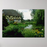 Red View Of 15th Century House With Marigolds, Ach Posters