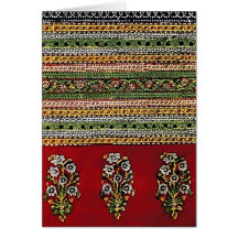 Red Vintage Embroidered Thank You Greeting Cards