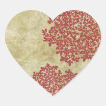 Red Vintage Floral Envelope Seal Heart Stickers