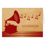 Red Vintage Gramophone Table Card