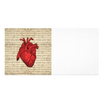 Red vintage heart photo card template
