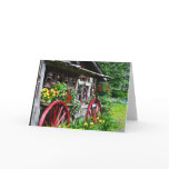 Red Wagon Wheels greeting card