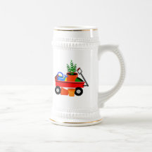Red Wagon with Plants & Garden Tools Mugs