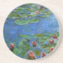Red Water Lilies, Claude Monet Beverage Coasters