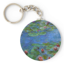 Red Water Lilies, Claude Monet Keychains