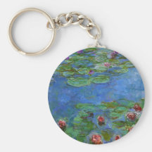Red Water Lilies, Claude Monet Keychains