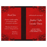 Red Wedding Program Ceremony and Wedding Party Personalized Flyer