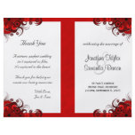 Red Wedding Program Ceremony and Wedding Party Personalized Flyer