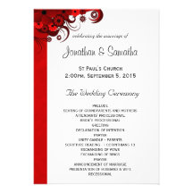 Red Wedding Program Ceremony and Wedding Party Personalised Announcement