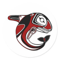 Red Whale Totem Stickers