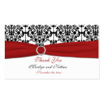 Red, White and Black Damask Wedding Favor Tag Business Cards