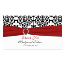 Red, White and Black Damask Wedding Favour Tag