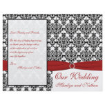 Red, White, and Black Damask Wedding Program flyers