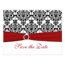 Red, White, and Black Save the Date Postcard