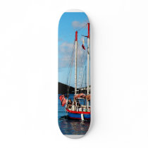 Red, White and Blue Boat at St. Thomas Skateboard