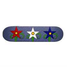 Red, White, and Blue Flowers Skate Decks