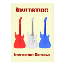 Red White and Blue Guitars Invitation