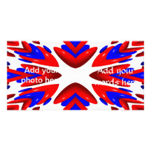 Red, White and Blue Heart "Warp" Background Photo Card Template