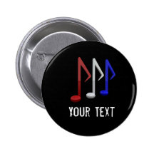 Red White and Blue Music Notes Pinback Button