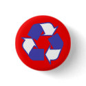 Red White and Blue recycle logo button