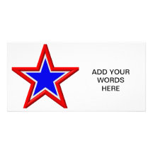 Red, white and blue stacked stars photo card