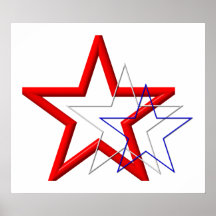 Red, white and blue star trails poster