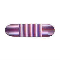 Red, White and Blue Stripes. Skate Board