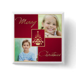 Red, White, and Gold Christmas Tree Photo Button