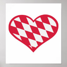 Red white bavarian heart posters