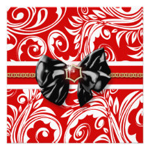 Red white black engagement wedding personalised invite